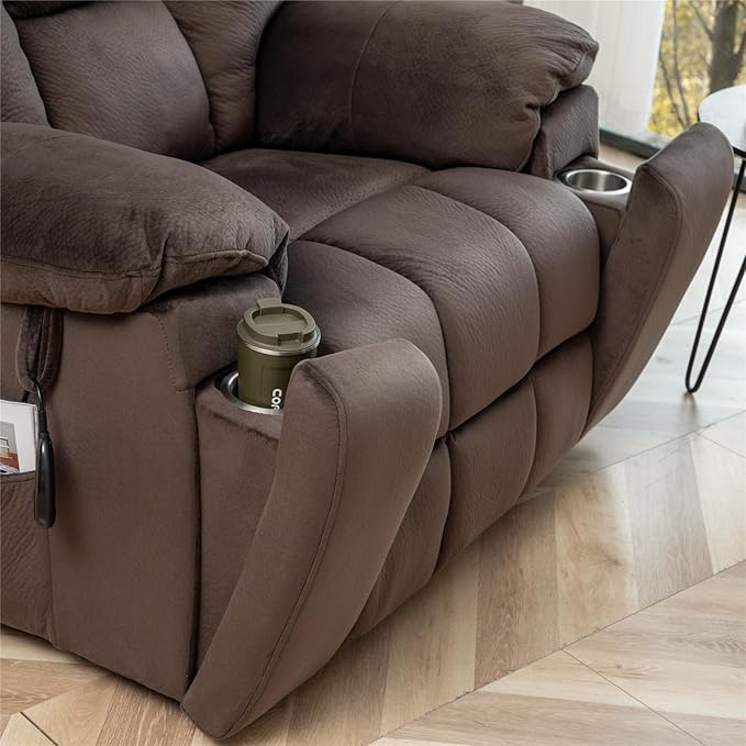 26in Extra Wide Recliner Chair for Big Man 400lbs, Oversized Power Lift Chair with Heat and Massage Hidden Cup Holder, Lift Recliner Chairs for Elderly (Dark Brown)