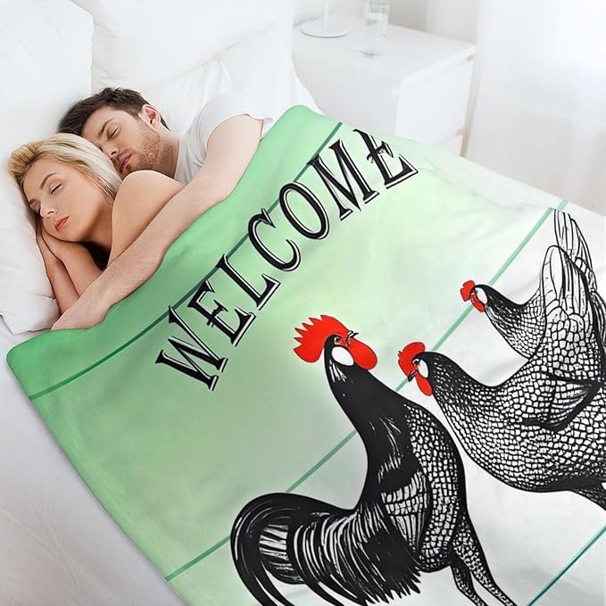 Welcome to Our Coop Chicken Funny Blanket Warm Soft Gifts for Family Friends Brother Sister 130x150cm(50x60in)