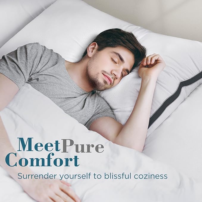 viewstar King Size Pillows Set of 2, Hotel Quality Cooling Down Alternative Gusseted Bed Pillows for Side, Back, or Stomach Sleepers, Dark Grey