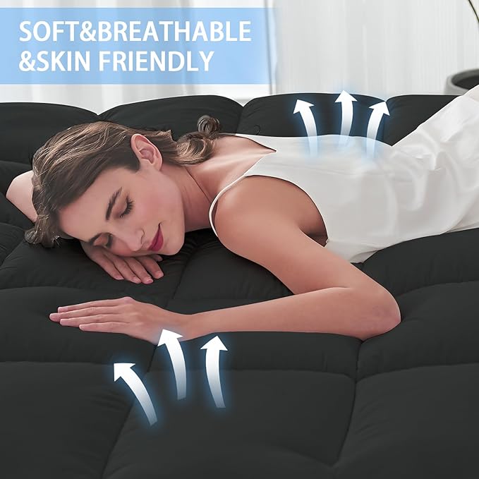 CYMULA Mattress Topper Twin Size - Soft Cooling Mattress Pad for College Dorm Room Essentials - Extra Thick Twin Protector Cover for Back Pain, Single Bed Topper Pillow Top with 8''-21'' Deep Pocket