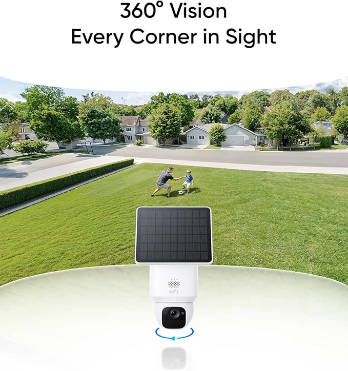 eufy Security SoloCam E30, 2 Pack, Security Cameras Wireless Outdoor, Solar Camera Outdoor Wireless, 360° Pan, AI Tracking, 2K Clarity, No Monthly Fee