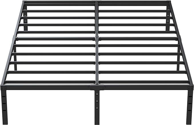 14 Inch Full Size Bed Frame No Box Spring Needed, Heavy Duty Metal Platform Bed Frame Full Support Up to 3000 lbs, Easy Assembly, Noise Free, Black