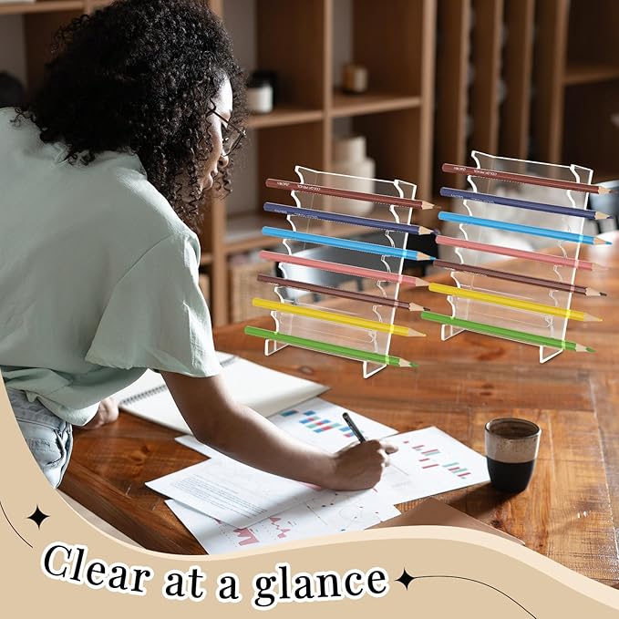 Geelin 2 Pcs Acrylic Makeup Brush Holder for Vanity Brushes Dryer Rack Pen Stand Display for Makeup Artist Nail Brushes Paintbrushes