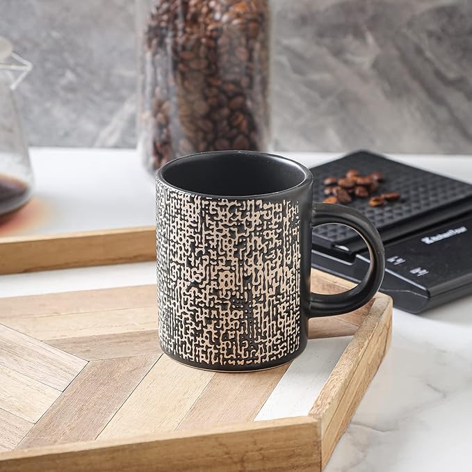Stone Lain Stoneware Dish Set, 4 Mugs, Sophie - Brown and Black