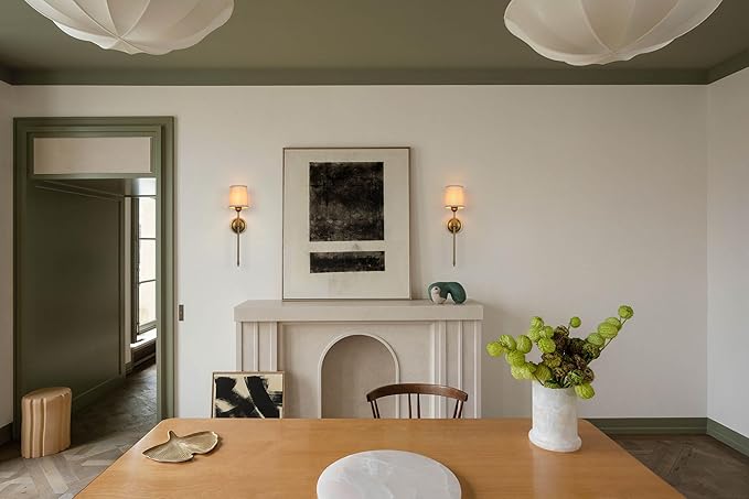 Antique Finish Sconce Wall Lighting Fixture with Linen Fabric Shade, E26 Hardwired Indoor 1-Light Wall Mounted Lamp for Living Room Bedside Nightstand Light Vanity Bathroom