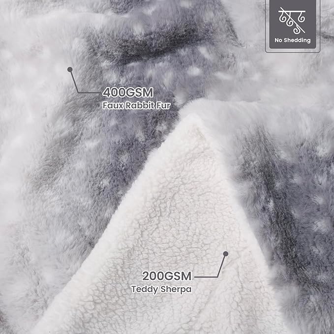 Cozy Bliss Luxury Faux Fur Throw Blanket Deer Print, Non Shedding Reversible Sherpa Blankets Super Soft Fuzzy Thick Warm Throws Home Decor for Christmas Couch Bed Sofa Women (Grey, 60x80 Inches)