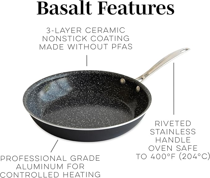 Nordic Ware Basalt Aluminum Saute Skillet, 12-Inch, Ceramic Coating