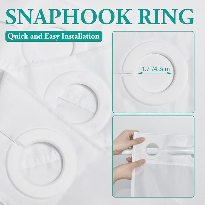 No Hook Ombre Dark Grey Striped Long Shower Curtain with Snap in Fabric Liner Set - Hotel Shower Curtain and Liner Set with See Through Mesh Top Window,Machine Washable, 71x86 INCH