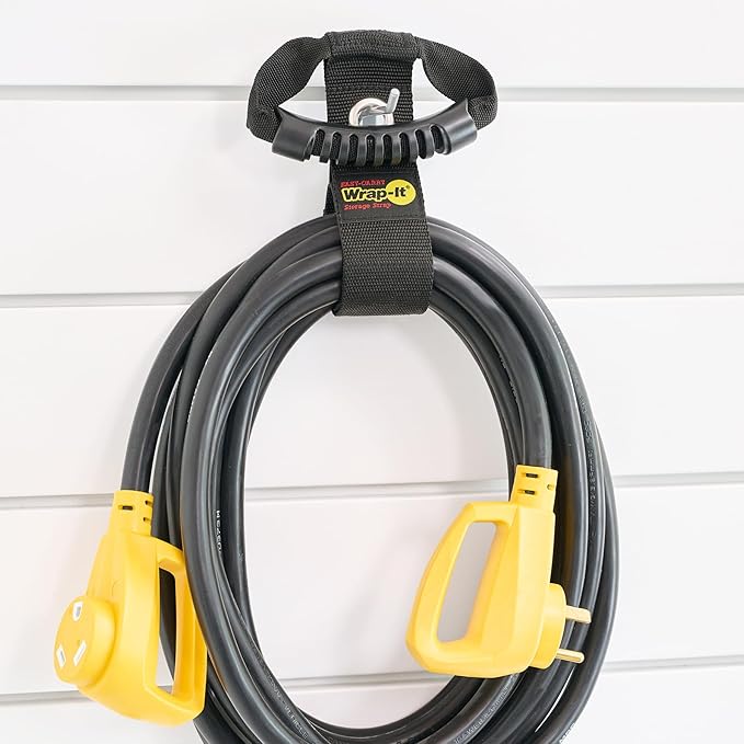 Easy-Carry Wrap-It Storage Straps - 17” (2-Pack) Blaze Orange with Grommet - Extension Cord Hanger Carrying Straps for RV Accessories