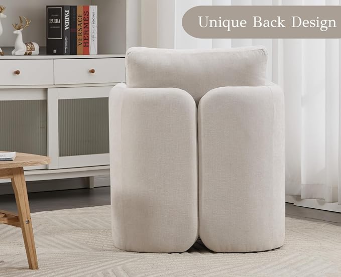 EALSON Comfy Accent Chairs Set of 2 Modern Living Room Chairs with Arm Mid Century Reading Lounge Chairs for Adults Upholstered Armchairs for Living Room/Reading Room/Bedroom/Office, Chenille Beige