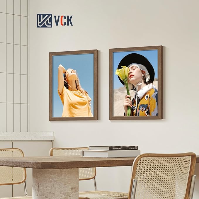 VCK 18x24 Brown Poster Frames 3 Pack, High-End Wood Wide Border Picture Frame,Multi-Directional Display Family Photos, Office Prints, Studio/Gallery/Home Artwork