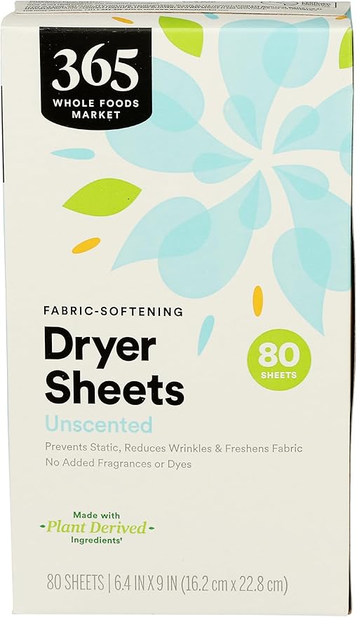 365 by Whole Foods Market, Fabric-Softening Dryer Sheets, Unscented, 80 Count
