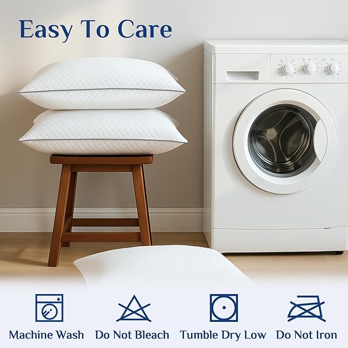 JOLLYVOGUE Pillows Standard Size Set of 2, Oeko-Tex Certified Pillows with Double-Sided Crystal Velvet, Medium Support for Side, Back, Stomach Sleepers