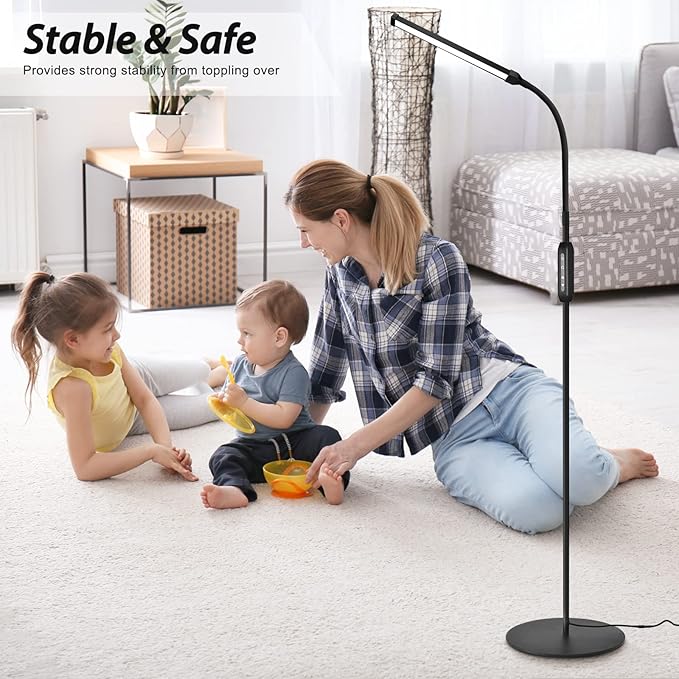 EBEST Led Floor Lamp for Eyelash Extensions Standing Floor Lamps for Office Eyelash lamp Tattoo Light Reading Lamp for Bedroom Makeup Lash Light Extension (Black - RY)