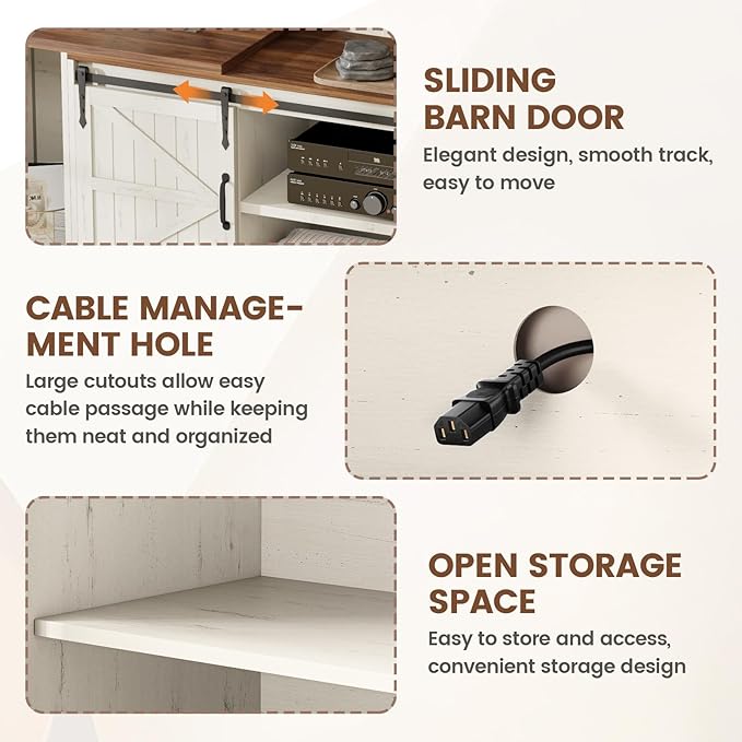 Extendable TV Stand, Entertainment Center for 85 95 105 Inch TV, Farmhouse TV Stand with Large Capacity Storage and Sliding Doors, Media Console for Living Room, Length 86"-113", White