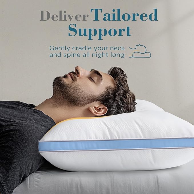 viewstar King Size Pillows Set of 2, Hotel Quality Cooling Down Alternative Gusseted Bed Pillows for Side, Back, or Stomach Sleepers, Light Blue