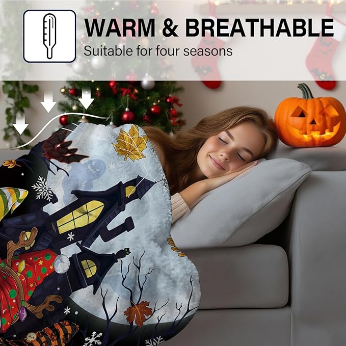 Halloween Blanket, Halloween Throw Blanket for Sofa Couch Room Bed, Xmas Gifts for Women Men Daughter Son Kids, Gifts for Thanksgiving, Pumpkin Gift, 50"x60"
