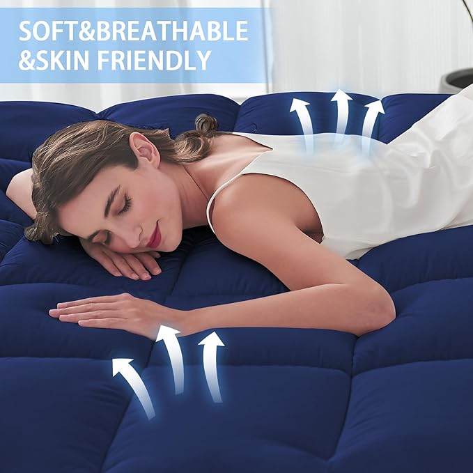 CYMULA Twin XL Mattress Topper - Soft Cooling Mattress Pad for College Dorm Room Essentials - Extra Thick Long Protector Cover for Back Pain, Single Bed Topper Pillow Top with 8''-21'' Deep Pocket