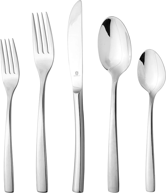 30-Piece Flatware Set For 6, Modern Sleek Design Silverware Set, 18 10 Stainless Steel Utensils, Include Knife/Fork/Spoon, Mirror Polished Set of Cutlery, Dishwasher Safe