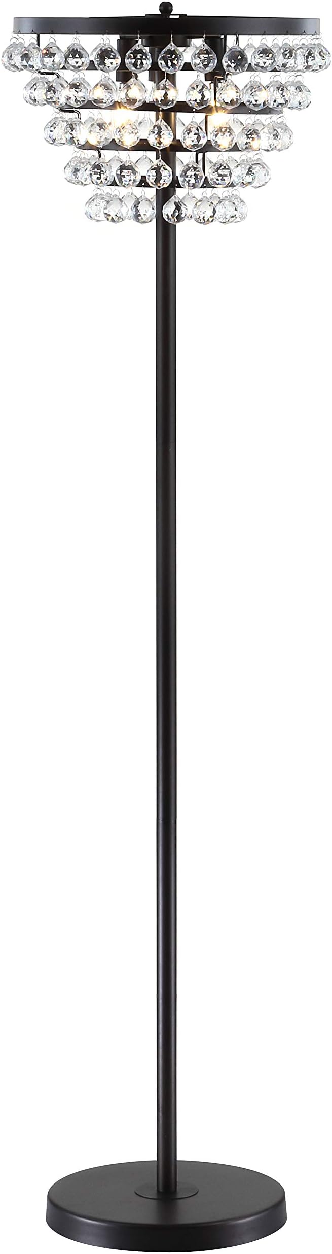 JONATHAN Y JYL9005A Jemma 60" Crystal/Metal LED Floor Lamp, Contemporary, Modern, Transitional, Elegant, Office, Living Room, Family Room, Dining Room, Bedroom, Hallway, Foyer, Bronze/Clear