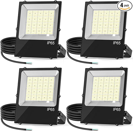 4Pack LED Flood Light Fixture 300W 36000LM ETL Listed 5000K Outdoor Floodlight Security Lighting IP65 Waterproof for Parking Lot Sports Fields Billboard Arena Yard Garage AC100-277V