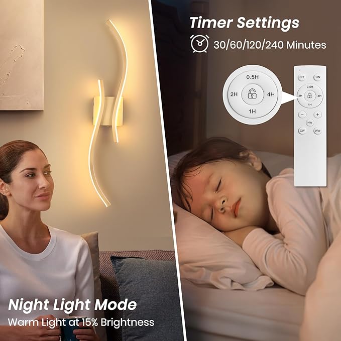 Battery Operated Wall Sconces with Remote Control, Rechargeable Dimmable Touch Wall Sconces Set of Two, 3000K-6500K LED Wireless Wall Light for Living Room Bedroom Hallway,31.5inch(Gold)