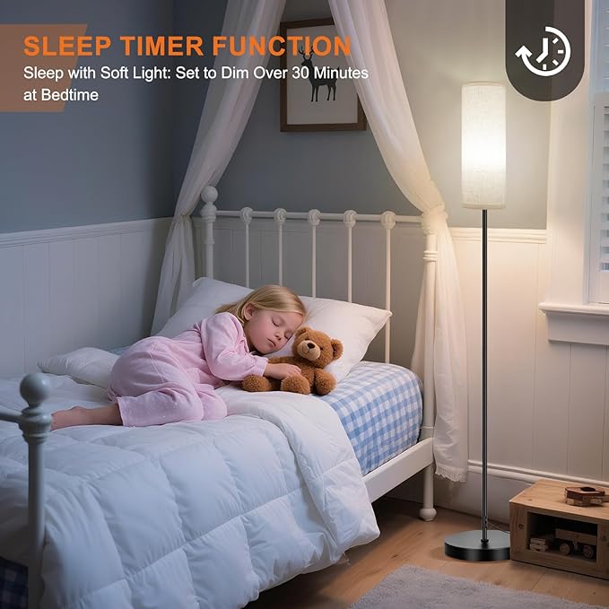 Frideko 2 Pack Floor Lamps for Living Room, Dimmable Colors Temperature & Brightness, Modern Floor Lamp with Remote, Tall Standing Lamps for Living Room Bedroom Office, Beige Shade 9W RGB Bulb