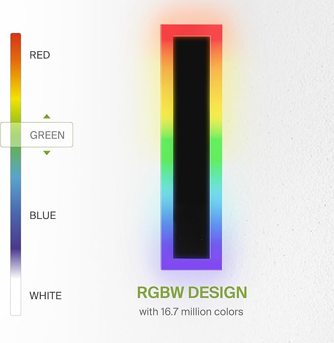 ASD LED 24" Long Wall Mount Light Fixture, Outdoor & Indoor Linear Sconce | RGBW, Smart, Waterproof, Anti-Rust, ETL Listed | 18W 1000LM 2700-6500K 100-277V | Exterior Porch Lighting | Black