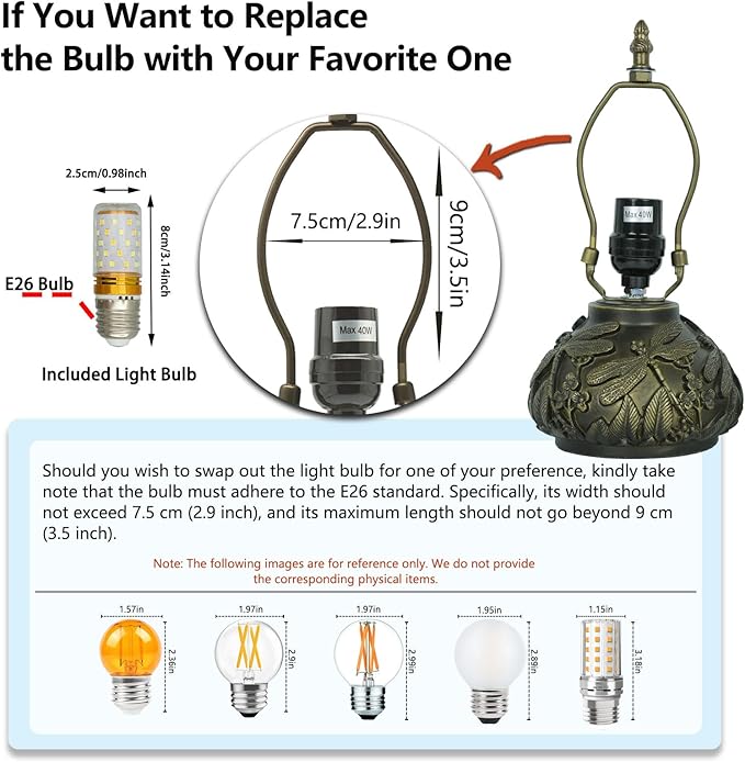 Small Tiffany Stained Glass Lamp, 3 Color Temperatures Bedside Lamp, 8 Inch Mushroom Desk Light for Bedroom Living Room Office Home Decor (Beige Baroque)