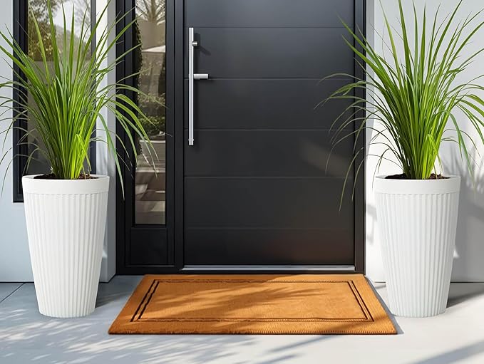 Set of 2 Heavy-Duty Outdoor Planters for Wedding, 20" Tall Planters for Indoor Plants, Large Fluted Flower Pots, Weather-Resistant for Garden, Patio, Porch or Living Room Decor