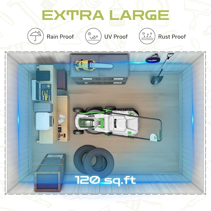 12x10 Ft Storage Shed Outdoor, XL Permanent Steel Building with Window, Sliding Doors and 4 Air Vents for Backyard Garden Patio Lawn - Grey