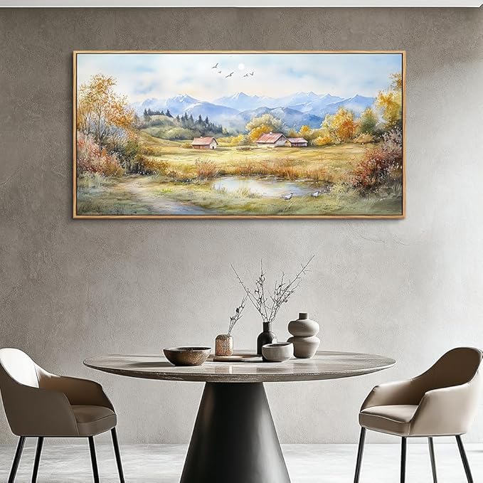 PHAOHUAXM Large Wall Decoration Canvas For Bedroom Wall Art For Living Room Office Decor Rural Landscape Painting Wood Frame Pictures Art Print Farmhouse Restaurant Home Wall Aesthetics 24"x48"