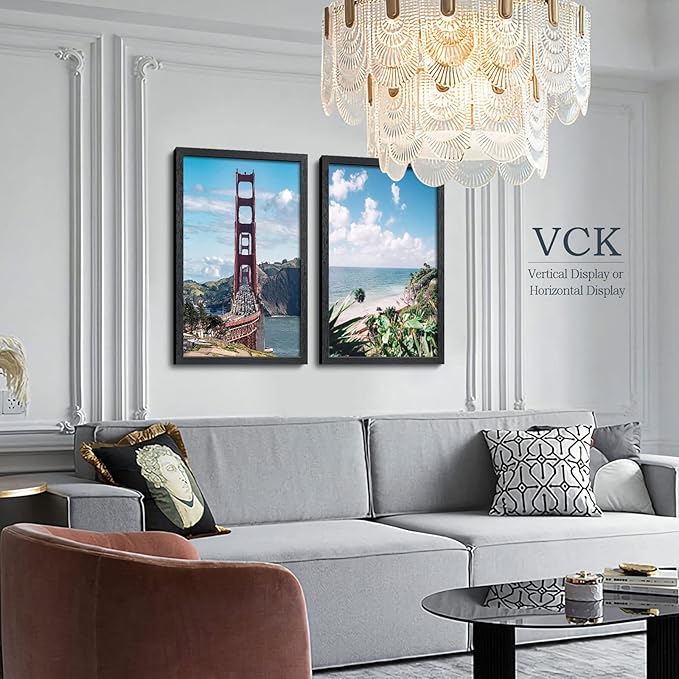 VCK 20x30 Poster Frame Set of 2, Black Solid Wood Picture Frames with Exclusive Woodgrain, Wall Gallery Frame