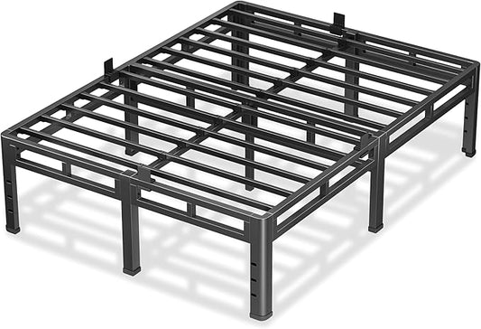 NKZ 18 Inch Full Size Bed Frame, Metal Bed Frame & Box Spring 2 in 1 Platform with Round Corner Legs, 4000Lbs Heavy Duty Metal Frame, Mattress Slide Stopper, Headboard Hole, Noise-Free, Easy Assembly