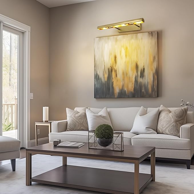 Brass Picture Light, 30inch Picture Lights for Wall, Hardwired Wall Lights for Picture, Large Wall Picture Light, Dimmable Picture Lights, Art Light for Painting Display Artwork Portrait