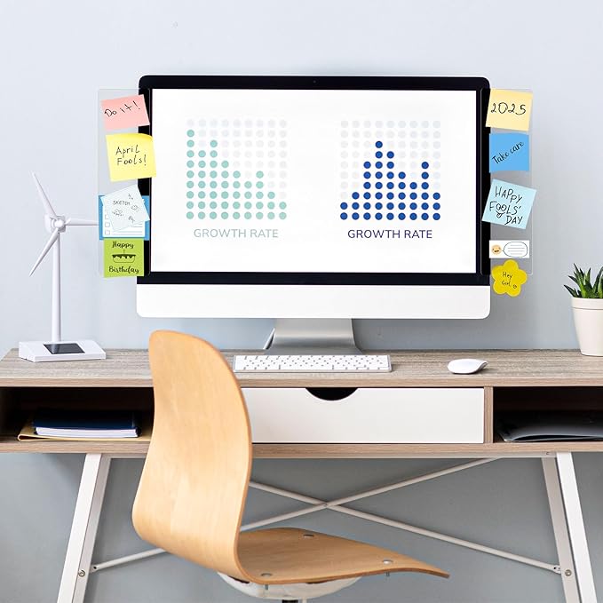 DOLLAR BOSS Monitor Memo Boards for Computers 2 Pcs Office Desk Accessories 11" x 3.1" Transparent Acrylic Monitor Side Panel Multifunction Message Board Screen Note Holder for Office Home Work Desk