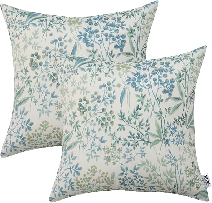 Outdoor/Indoor Throw Pillows, Pack of 2 Waterproof Decorative Throw Pillows with Inserts, 18”x18” Square Pillows for Bed, Couch, Sofa and Patio Furniture