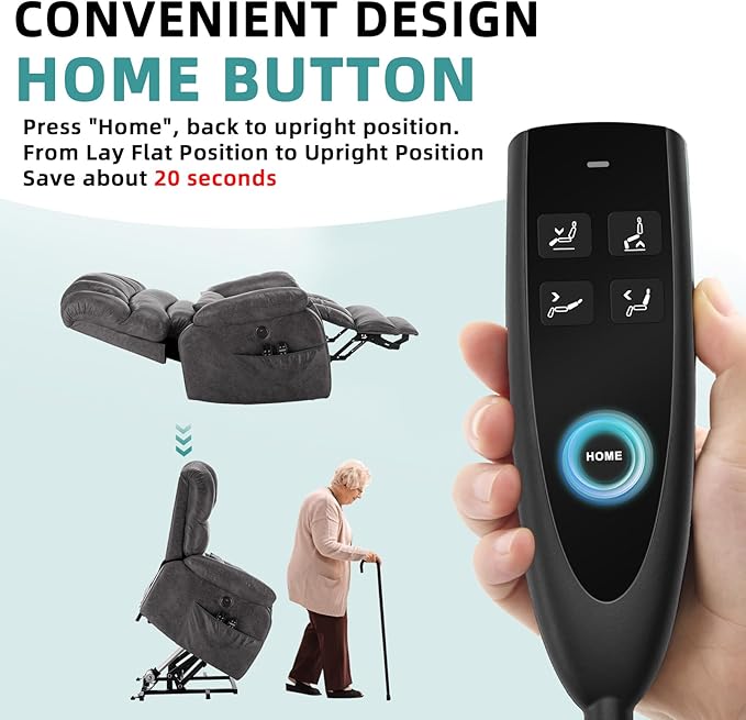 MEETWARM Oversized Dual Motor Power Lift Chair with Extended Footrest for Big Tall Elderly, Infinite Position Lay Flat Sleeper Electric Recliner, Heat Massage, Lumbar Pillow, USB & Type-C Ports, Gray