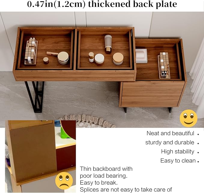 Brown Vanity Desk with Mirror and Lights,Small Makeup Vanity with 5 Drawers，Modern Makeup Table with Adjustable Cabinet for Bedroom,Makeup Room