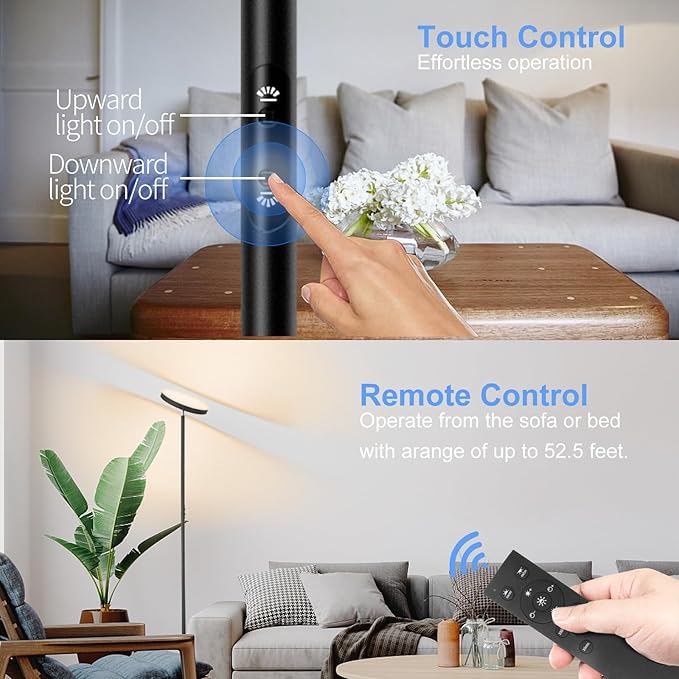 Floor Lamp, 36W/3600LM Stangding Lamp with Remote Control, Floor Lamps for Living Room Clearance, Stepless Adjust Color Temperatures &Brightness for Bedroom Office