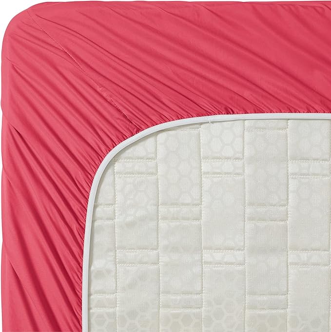 Clara Clark Bed Sheets, Premier 1800 Series 4 Piece Bed Sheet Set, Deep Pocket, Wrinkle, Fade, Stain Resistant, Luxury Soft Bedding Sheets & Pillowcases, King, Coral Pink
