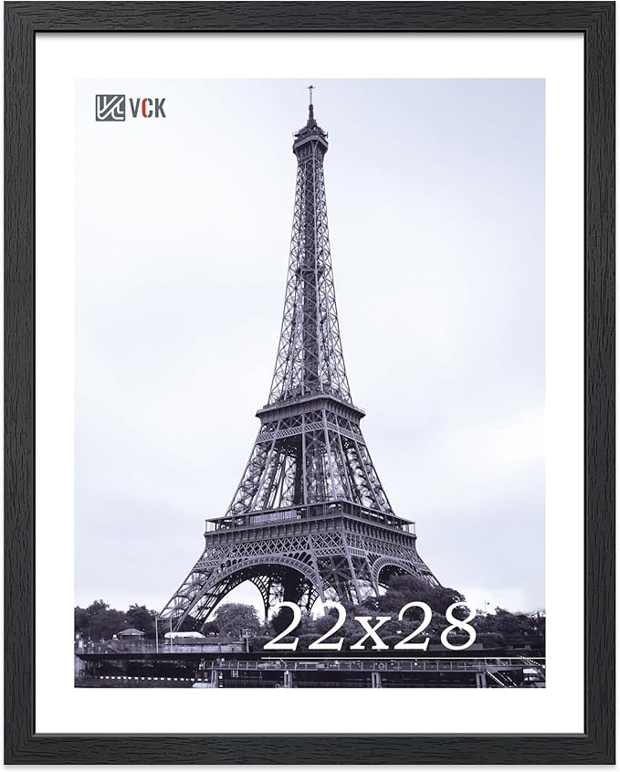 VCK 22x28 Poster Frame - Black, Textured Exclusive Solid Wood Picture Frames - Wall Hanging