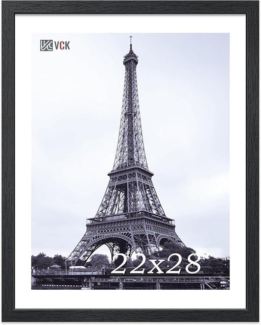 VCK 22x28 Poster Frame - Black, Textured Exclusive Solid Wood Picture Frames - Wall Hanging