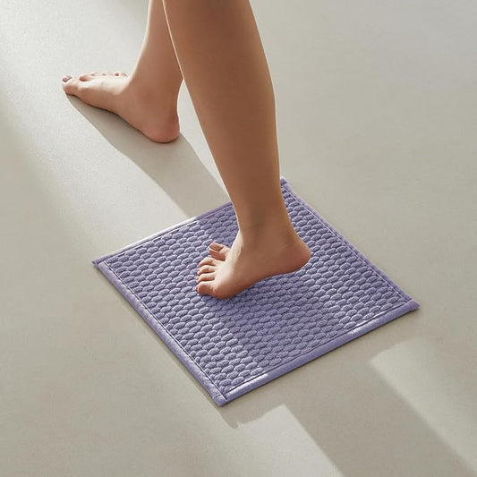 Small Bathroom Rugs, Non Slip Washable Bath Rugs Super Absorbent Bathroom Rug Thin Quick Dry Low Pile Bath Mats, Lavender 12"x12"