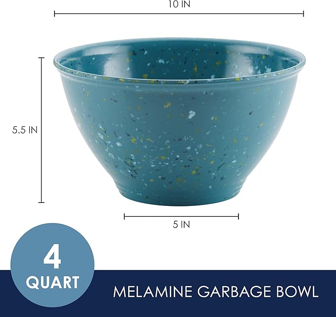 Rachael Ray Accessories Kitchen Pantryware Multi Purpose/Salad Serveware/Melamine Garbage Bowl, 4 Liters, Agave Blue