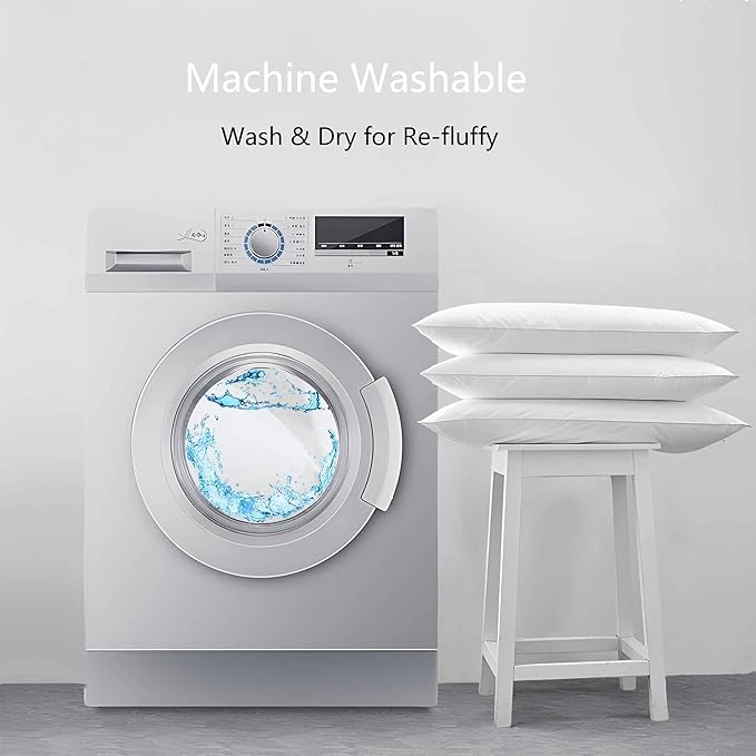 Thin Flat Slim Ultra Soft Bed Pillows Standard Size Set of 2 Pack for Sleeping, Bed Pillow for Stomach Back and Side Sleepers, Machine Washable 20x26 inches