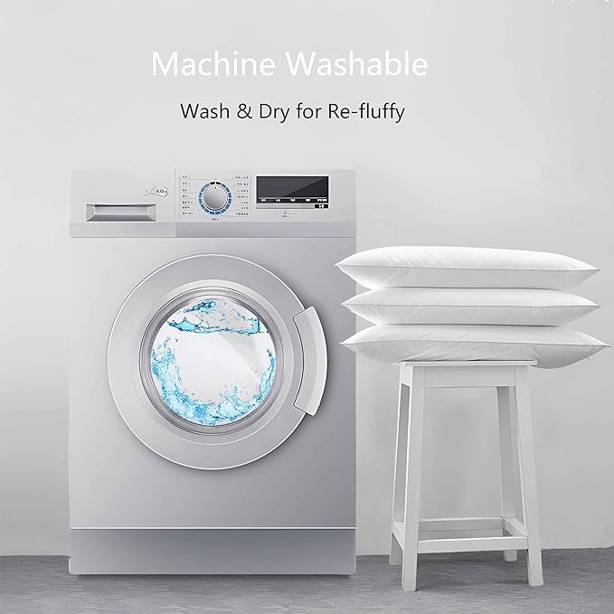 Thin Flat Slim Ultra Soft Bed Pillows Queen Size Set of 2 Pack for Sleeping, Bed Pillow for Stomach Back and Side Sleepers, Machine Washable 20x28 inches