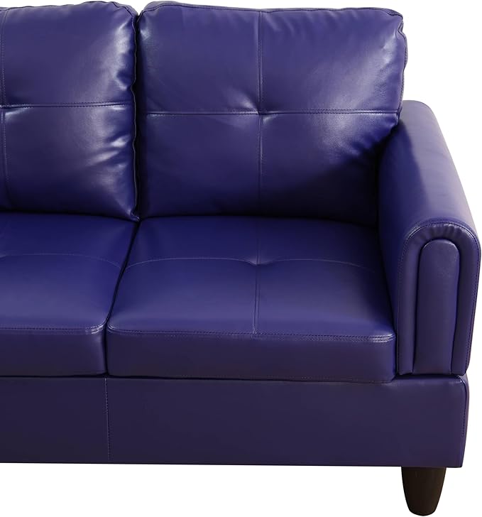 NicBex Sectional Couch 2 Pieces 66.5" L Sofa with Right Chaise Faux Leather L Shaped Cloud Couch for Living Room Furniture Sets with Cushion, Modular Sofa for Living Room & Small Apartment, Blue