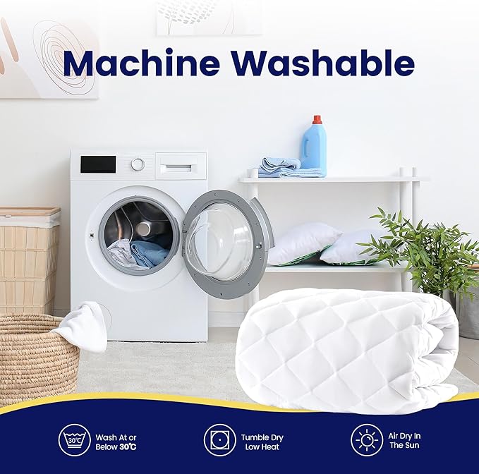 SLEEP ZONE Cooling Mattress Pad King Non Slip, Breathable Bed Cover with Down Alternative Filling Mattress Protector, Easy Washable (White, King, 78x80)