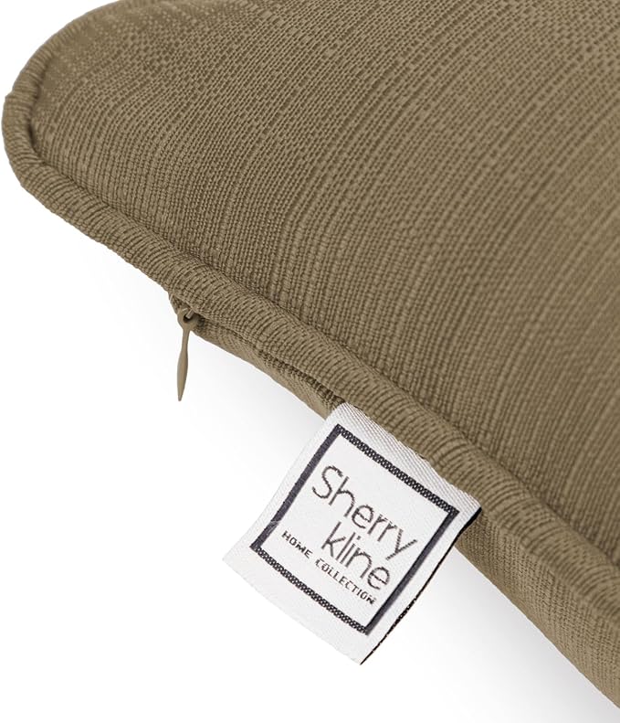Sherry Kline Sunrise Indoor/Outdoor Square Corded Edge Filled Pillow Khaki 18"x18" Set of 2
